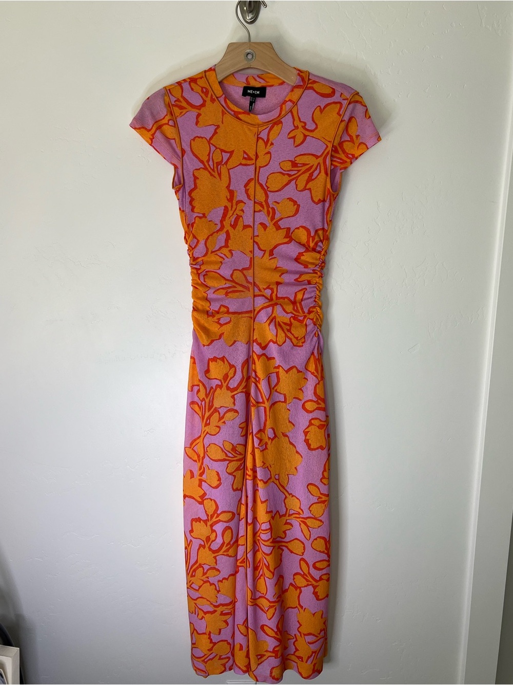 ME+EM Shadow Paradise Print Ruched Maxi Dress